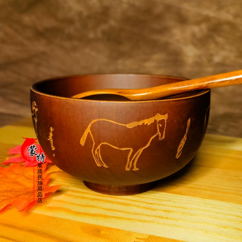 Деревянная чаша для чая во Внутренней Монголии Специальная монгольская посуда Чистое твердый древесина теплоизоляция анти -хот Деревянная чаша Монгольская посуда