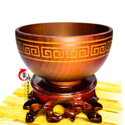 Деревянная чаша для чая во Внутренней Монголии Специальная монгольская посуда Чистое твердый древесина теплоизоляция анти -хот Деревянная чаша Монгольская посуда