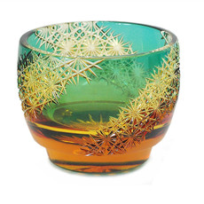 Ликер Cup 日本代购 江户切子 大场手工水晶杯清酒杯白酒杯礼盒宇宙琥珀绿 Jianghuqiezi
