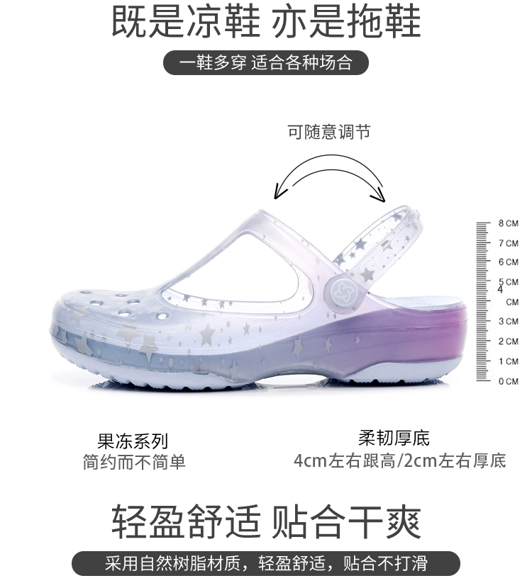 đáy chống trượt dép nhựa Veblen nữ Baotou lỗ giày dép thạch mềm 2020 mới dép nặng có đáy 