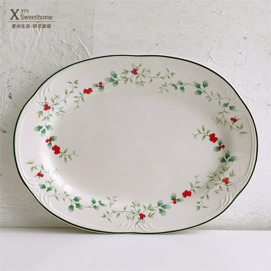 Выходной набор американской красной фруктовой кухонной мебели для дома Date Cup Marker Cup Big Fruit Disk Double-ears baking
