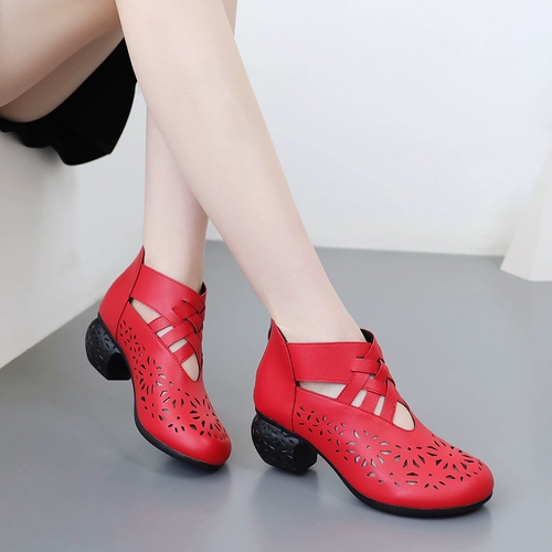 Летние сапоги, этническая обувь, танцующие туфли, из натуральной кожи, 2023, этнический стиль, для среднего возраста