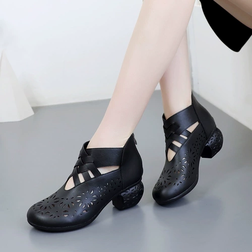 Летние сапоги, этническая обувь, танцующие туфли, из натуральной кожи, 2023, этнический стиль, для среднего возраста