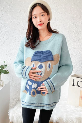 Осенний свитер для беременных, топ, лонгслив, демисезонный модный комплект, оверсайз, по фигуре, увеличенная толщина