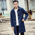 Áo khoác denim mùa thu 2018 nam denim mỏng phần dài cộng với phần nhung thủy triều rắn màu áo trẻ trung tăng áo gió giảm cân Áo gió