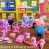 Piggy House Đồ chơi Pecs Biệt thự sang trọng Ngôi nhà màu vàng Pepe Pig Family Set Trẻ em Quà tặng năm mới