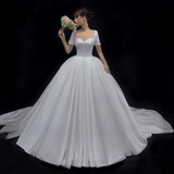 Французский ретро -атласный световой главный свадебное платье 2021 Новое темперамент невесты супер бессмертная мечта высокий