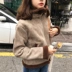 Xin giúp 麂 áo khoác ngắn dày học sinh Hàn Quốc đẹp trai sang trọng lông cừu xe máy áo khoác nữ mùa đông Áo khoác ngắn