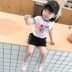 Cô gái phim hoạt hình in cotton T-Shirt 2018 mùa hè trẻ em mới của quần áo trẻ em Hàn Quốc ngắn tay bé t-shirt top Áo thun