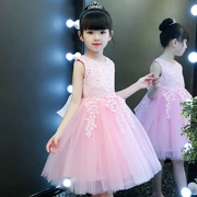 Cô gái công chúa váy trẻ em áo cưới mùa hè 2018 mới hoa cô gái nhỏ máy chủ váy fluffy váy váy trang phục