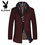 Áo len nam Playboy Áo len nam đứng cổ áo khoác len nam ngắn giản dị mùa thu mùa đông Áo len