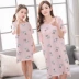 Bông ngắn tay nightdress mùa hè đồ ngủ mẹ và cô gái cô gái 100% cotton phần mỏng trẻ em lớn sweet home dịch vụ váy ngủ thanh niên mùa hè Hàn Quốc Đêm đầm