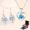 999 foot silver necklace+earrings (blue) 012