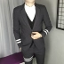 Bộ đồ mùa thu phù hợp với nam Slim tay áo dài miễn phí ủi mỏng hai mảnh vá đêm khách sạn khách sạn làm việc thiết lập - Suit phù hợp suit nam Suit phù hợp
