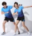 Bộ đồ thể thao nam và nữ tay áo ngắn tập luyện nhanh khô quần áo thể dục quần áo marathon chạy bộ quần áo phù hợp Thể thao sau
