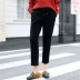 Chất liệu len dày len 9 điểm quần harem nữ 2018 thu đông phiên bản Hàn Quốc có chất liệu thun lưng cao là quần skinny mỏng thường thủy triều quần dài nữ Quần Harem