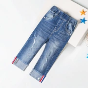 Cô gái quần jeans mới 12-15 tuổi trẻ em ống túm mùa hè cắt quần trong cậu bé lớn denim quần short mùa hè
