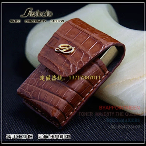 Зажигалка ручной работы, модный универсальный защитный чехол, крокодил, из натуральной кожи, защита при падении