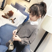 Quần áo bé gái 2019 xuân mới Thời trang bé gái Hàn Quốc kẻ sọc dài tay áo sơ mi mỏng bé