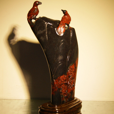 Ювелирный камень 特价狂欢 孤品天然桂林鸡血玉摆件雕件巧雕朱雀喜鹊梅花双喜临门