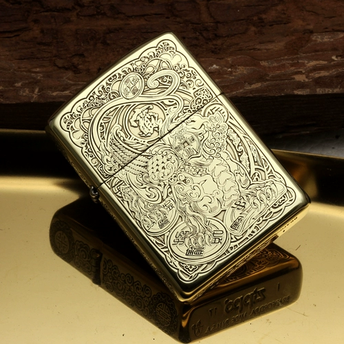 Counter подлинная ㊣zippo/Zhibao Lighter Brash Carving Carving Armor Новая версия новой версии Fortune 168