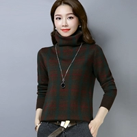 Áo len nữ thời trang Hàn Quốc nhỏ bé mùa đông ấm áp và thoải mái tay dài kẻ sọc cổ ấm Áo len ấm áp - Áo len thể thao / dòng may áo len cánh dơi