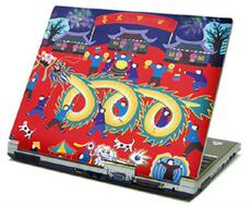 Рисунки акварелью и гуашью (舞龙狮)被台湾focus公司印刷在电脑产品上.金山农民画