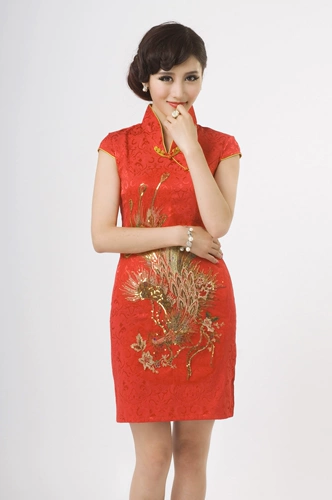 Феникс, модное ретро этническое короткое ципао, китайский стиль, этнический стиль