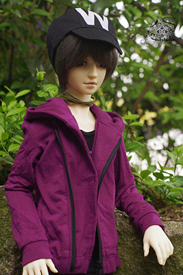 taobao agent M3 bjd baby clothes 4 points 3 points Uncle popular purple oblique open zipper hooded sweater Zhuang uncle Zhuang