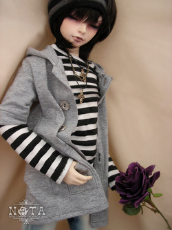 taobao agent 4 points and 3 points Uncle BJD SD dolls use street leisure-one word collar pattern+hemp gray gown