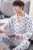 Bông lụa đồ ngủ nam mùa xuân và mùa thu cotton dài tay quần đồ ngủ set mùa hè phần mỏng thanh niên nhà dịch vụ nhân tạo cotton pijama lụa ngắn Bộ Pajama