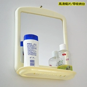 Gương treo tường bằng nhựa HD gương gương trang điểm gương gương vuông treo gương phòng tắm gương công chúa trang điểm gương - Gương