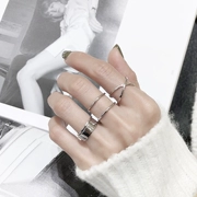 Nhật bản và Hàn Quốc phiên bản của S925 sterling silver ring X chữ thập mở mịn ba chiều mở vòng thiết kế đơn giản nhẫn bạc