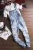 Nhật bản retro denim yếm jumpsuit nam quần vài mô hình ánh sáng hoang dã jeans của nam giới bib