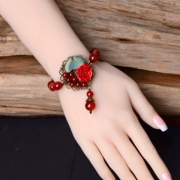 Vòng tay gió quốc gia nữ năm sinh trang sức phong cách retro vòng tay mã não đỏ Sen Trung Quốc phong cách trang sức vận chuyển quà tặng
