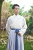 Trở lại Han Tang Hanfu của Nam Giới Kem Tianyue Ming Gốc Truyền Thống Hàng Ngày Trung Quốc Phong Cách Thêu Xử Lý Quần Áo Vài Mùa Hè Ăn Mặc
