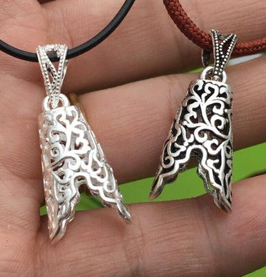 纯银狼牙套镂空纹理包银牙套狼牙狗牙护牙防裂男女情侣项链吊坠批