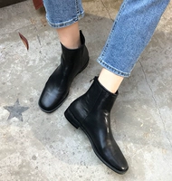 Martens, южнокорейский импортный модный товар, комфортные повседневные короткие сапоги из мягкой кожи, челси с квадратным носком, европейский стиль