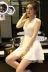 Buổi tối mùa hè mới của phụ nữ Hàn Quốc ren cổ chữ V gợi cảm xuyên thấu hở lưng váy chữ A không tay mỏng manh - A-Line Váy