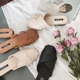 2018 mùa xuân và mùa hè mới hoang dã Bao Đầu dép phẳng thấp gót nửa kéo giày của phụ nữ đầu vuông Hàn Quốc Dongdaemun skid Mùa xuân