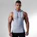 Cơ bắp tập thể dục anh em thể thao vest vest nam không tay trùm đầu Slim cotton vest màu rắn trùm đầu áo thun áo khoác adidas neo Áo thể thao