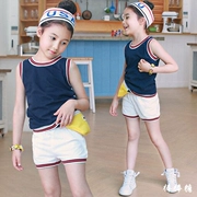 Quần áo trẻ em nữ mùa hè 2019 phiên bản mới của Hàn Quốc bằng cotton Áo thun không tay trẻ em quần short thể thao hai bộ thủy triều - Phù hợp với trẻ em