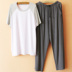 Đồ ngủ nam mùa hè mỏng phương thức giẻ rách ngắn tay T-Shirt quần phù hợp với lỏng thường nhà dịch vụ có thể được đeo Bộ Pajama