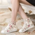 Mùa hè mới thở hoa giày vải cao nữ Hàn Quốc phiên bản của thủy triều giản dị giày sinh viên tăng giày phụ nữ phẳng Plimsolls