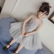 Quần áo trẻ em cô gái mùa hè váy mới công chúa váy Hàn Quốc váy lưới bé gái cổ tròn không tay váy váy - Váy