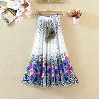 Этническое шифоновое пляжное платье, длинная юбка, цветочный принт, этнический стиль, стиль бохо