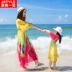 Bên bờ biển kỳ nghỉ ăn mặc mẹ và con gái váy bãi biển váy cha mẹ và con mặc cộng với phân bón XL bohemian dress với sleeves