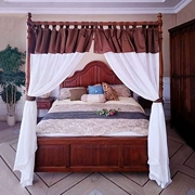 Kính chắn gió bốn tấm vải lanh 幔 Phong cách Đông Nam Á Mỹ mới Trung Quốc cổ điển Địa Trung Hải kệ giường cổ điển - Bed Skirts & Valances
