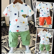 Quần áo trẻ em 4 mùa hè 5 bé trai mùa hè 2019 mới 6 cotton 7 tay ngắn 8-9 áo thun bé trai nam 11 tuổi thủy triều - Phù hợp với trẻ em