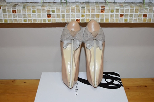 E W/Nine West Bow Leather Leather High Hennight Leather Dress Pless Pless